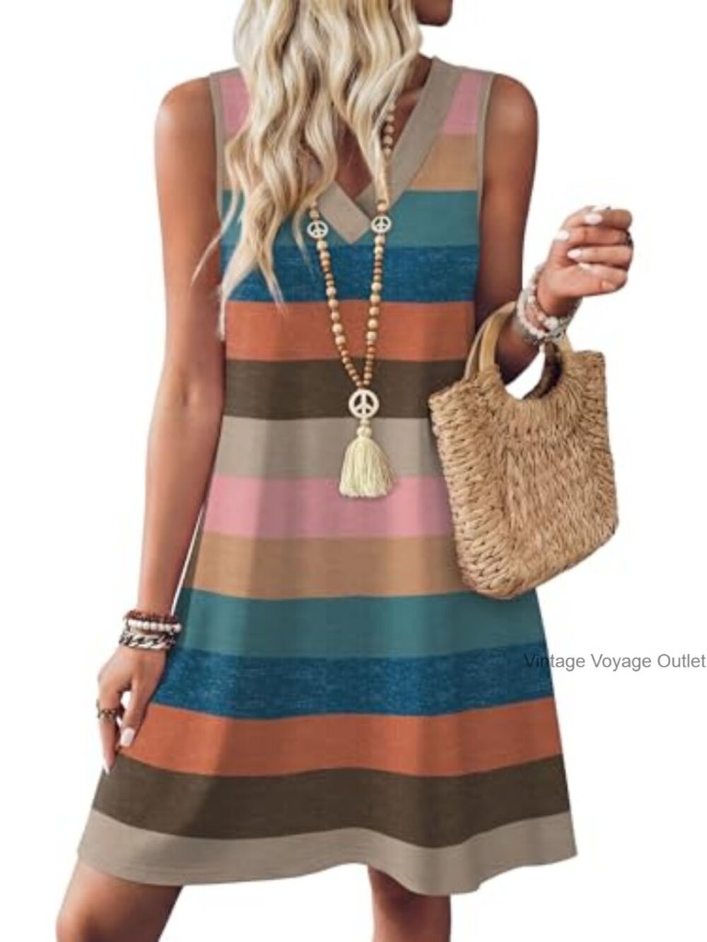 WIHOLL Women's Summer Sundress Sleeveless A-Line Beach Vacation Dress